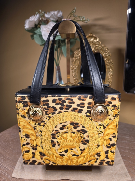 Versace Handbags - Versace Authentic Vintage Sunburst & Leopard-Print Vanity Satchel (Retail $1200)